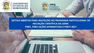 EDITAIS ABERTOS PARA INSCRIÇÃO NO PROGRAMA INSTITUCIONAL DE INICIAÇÃO CIENTÍFICA DA UEMA PIBIC, PIBIC AÇÕES AFIRMATIVAS E PIBITI 2021